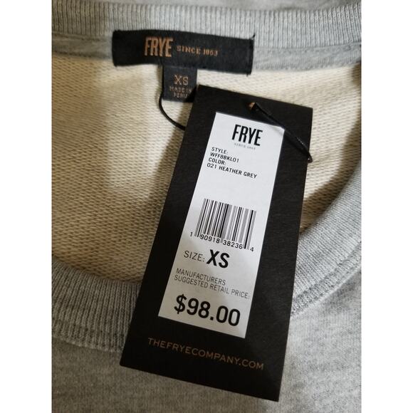 FRYE Women's Fleece Sweatshirt Pullover Sweater w/ Tags XS X-Small Gray NWT - Picture 11 of 12